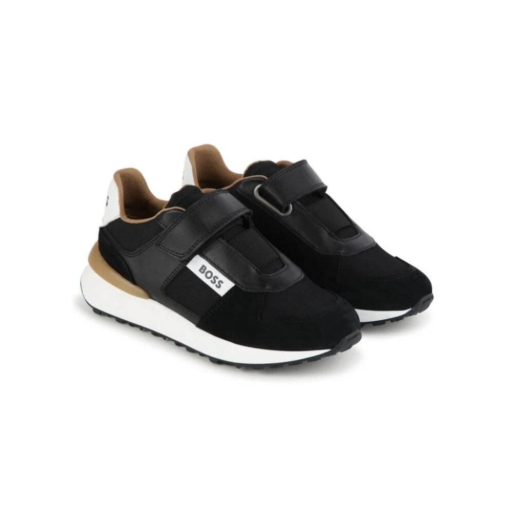 NWT BOSS Kidswear logo-print panelled velcro sneakers